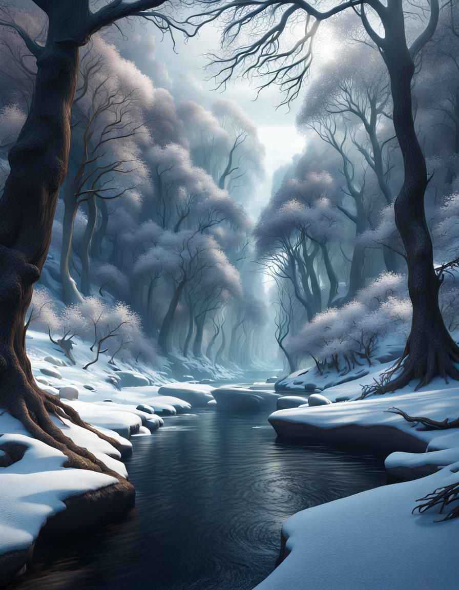 ethereal forest in the winter