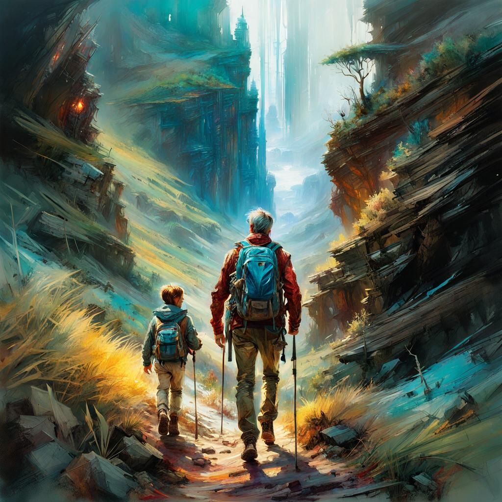 A dad hiking with his son  by @Mike Ritchie