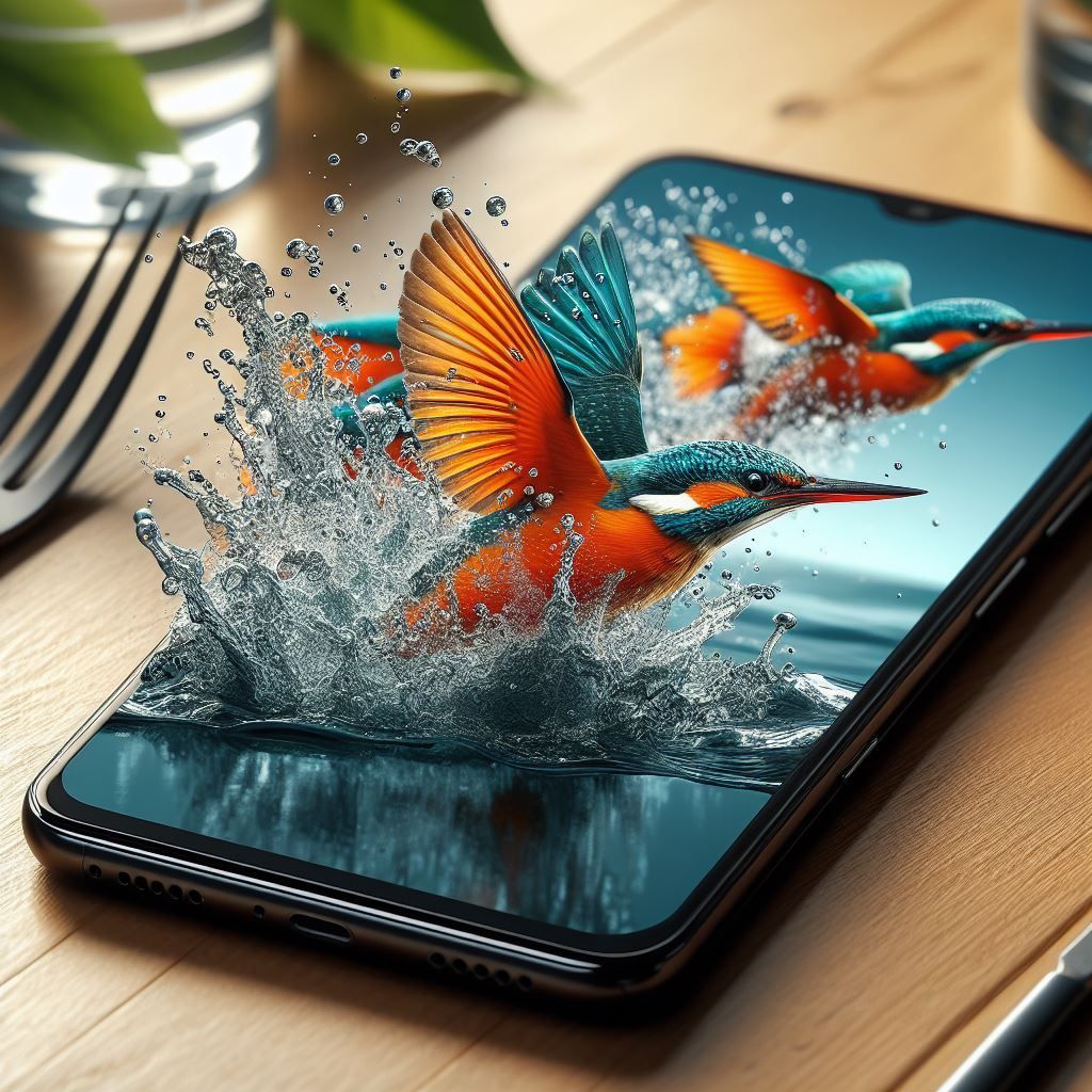 Kingfisher Jumping out of Phone