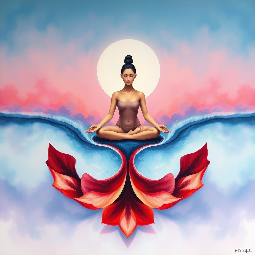 Ethereal Harmony in Soft Brushstrokes and Complementary Colo...