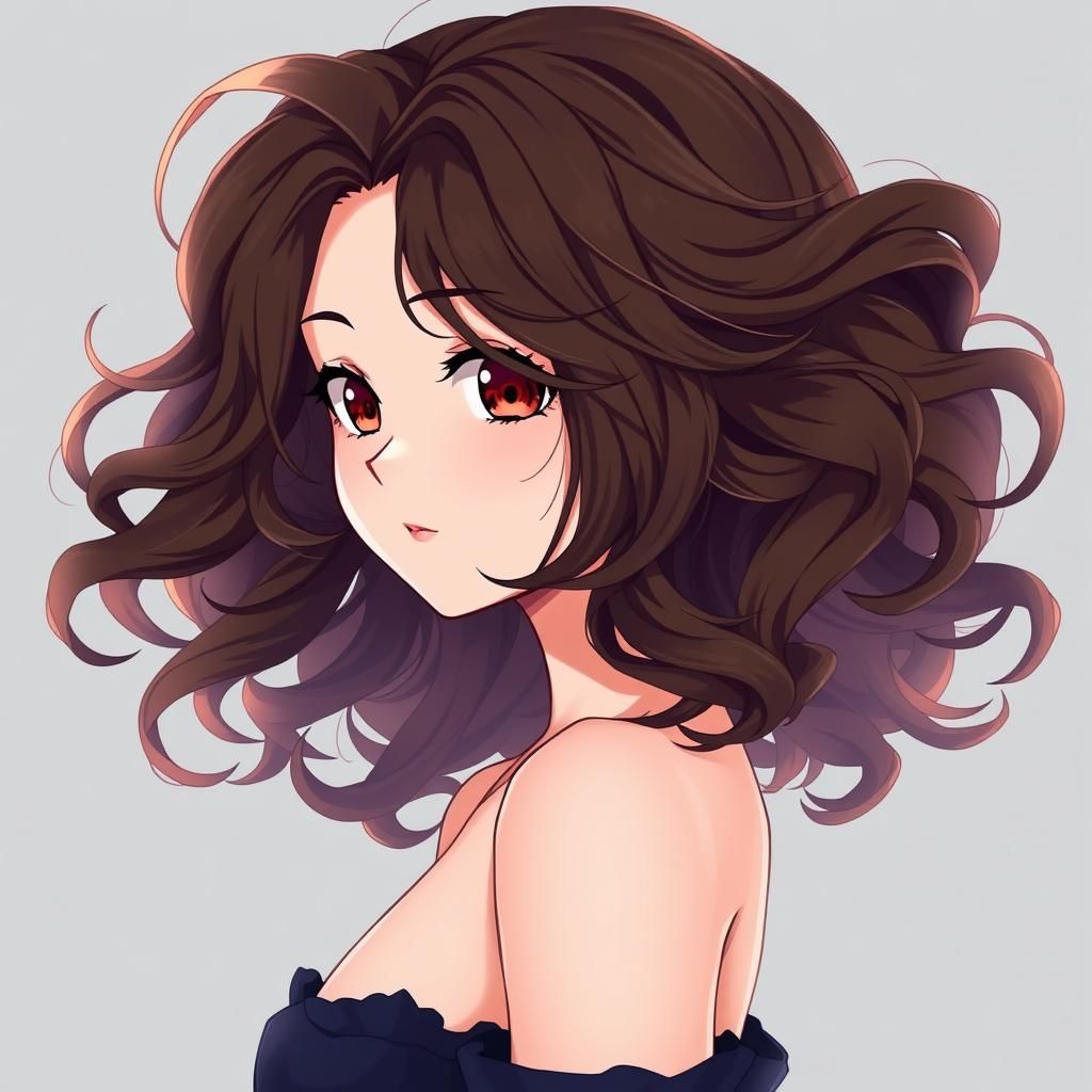 Anime Girl with Curly Hair in Manga Style