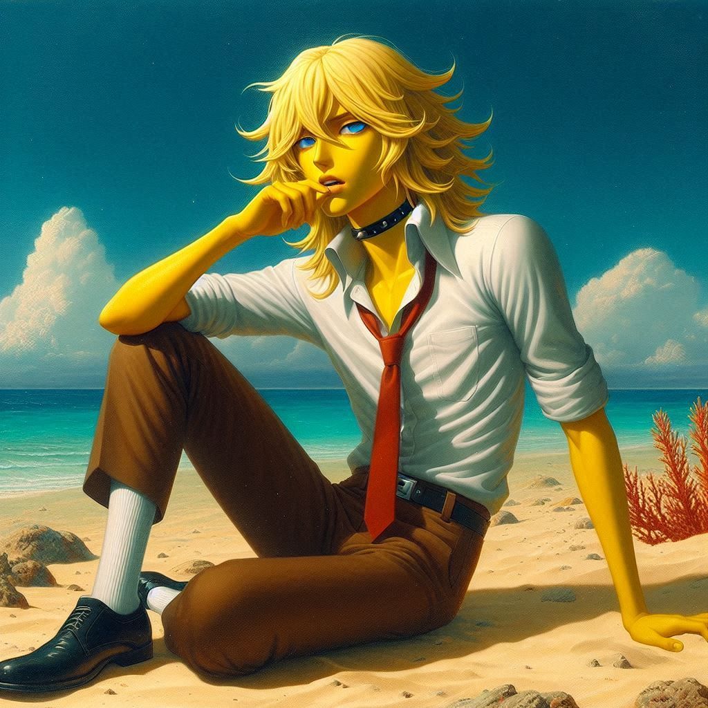 hajime sorayama retro 80s sci-fi futurism cute anime Spongeb...