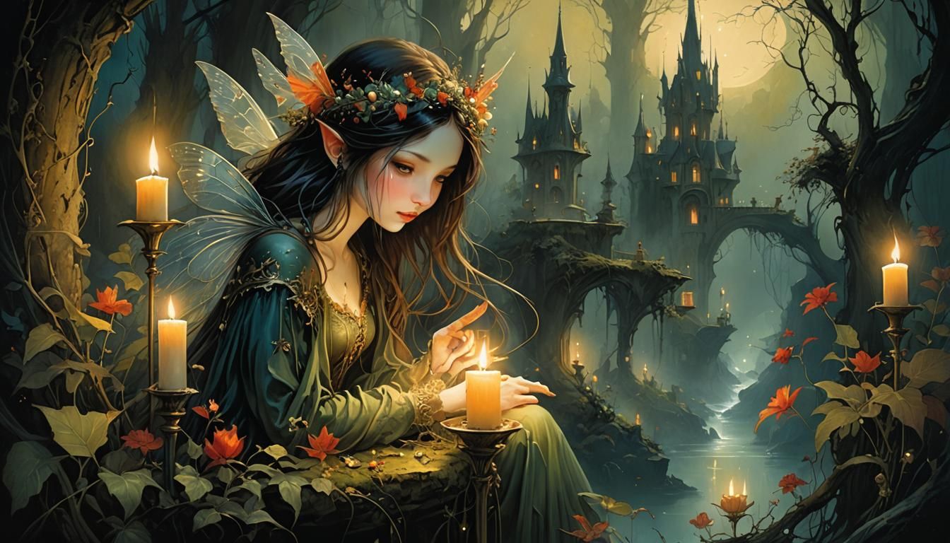 The fairy in the candlelit forest  by @Charlie Alejo