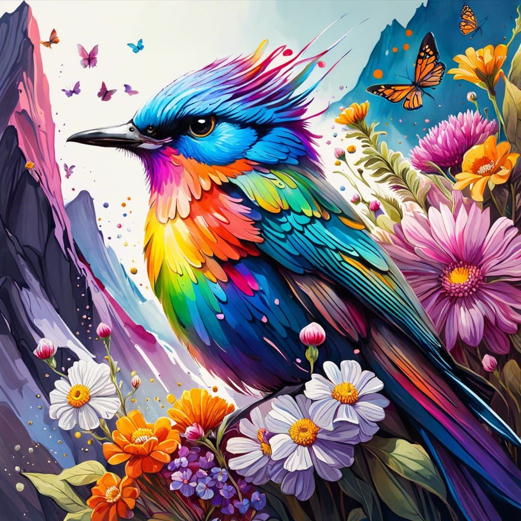 Rainbow bird - AI Generated Artwork - NightCafe Creator