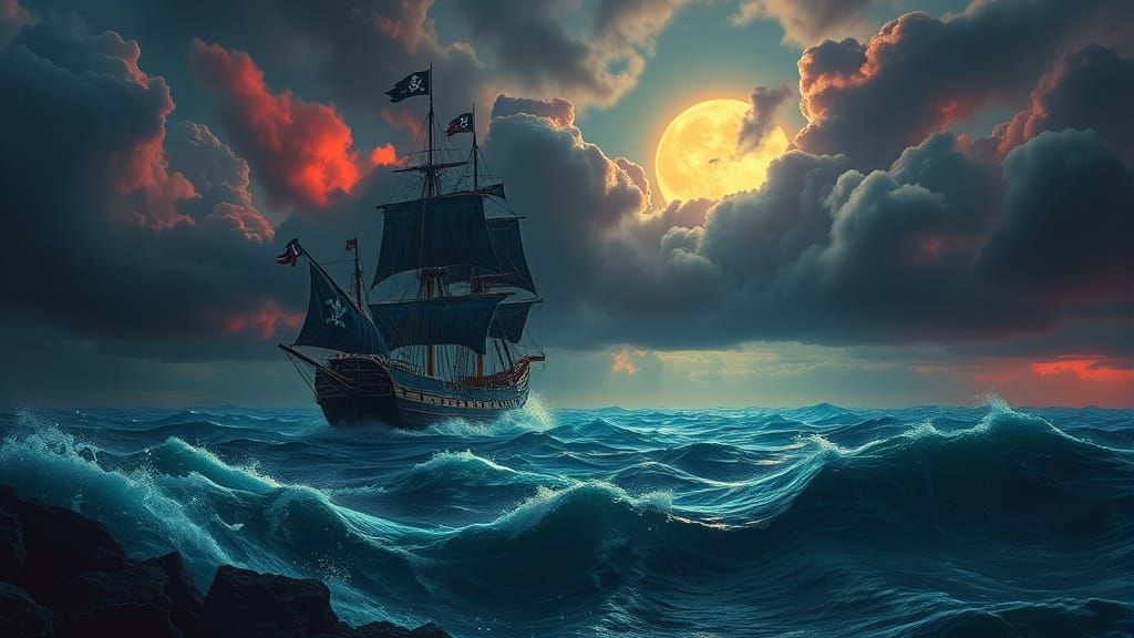 pirate ship before the storm  by @I AM THE WALRUS