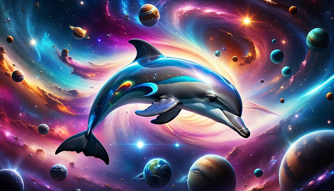 Cosmic Dolphin  by @FREEQ-AI