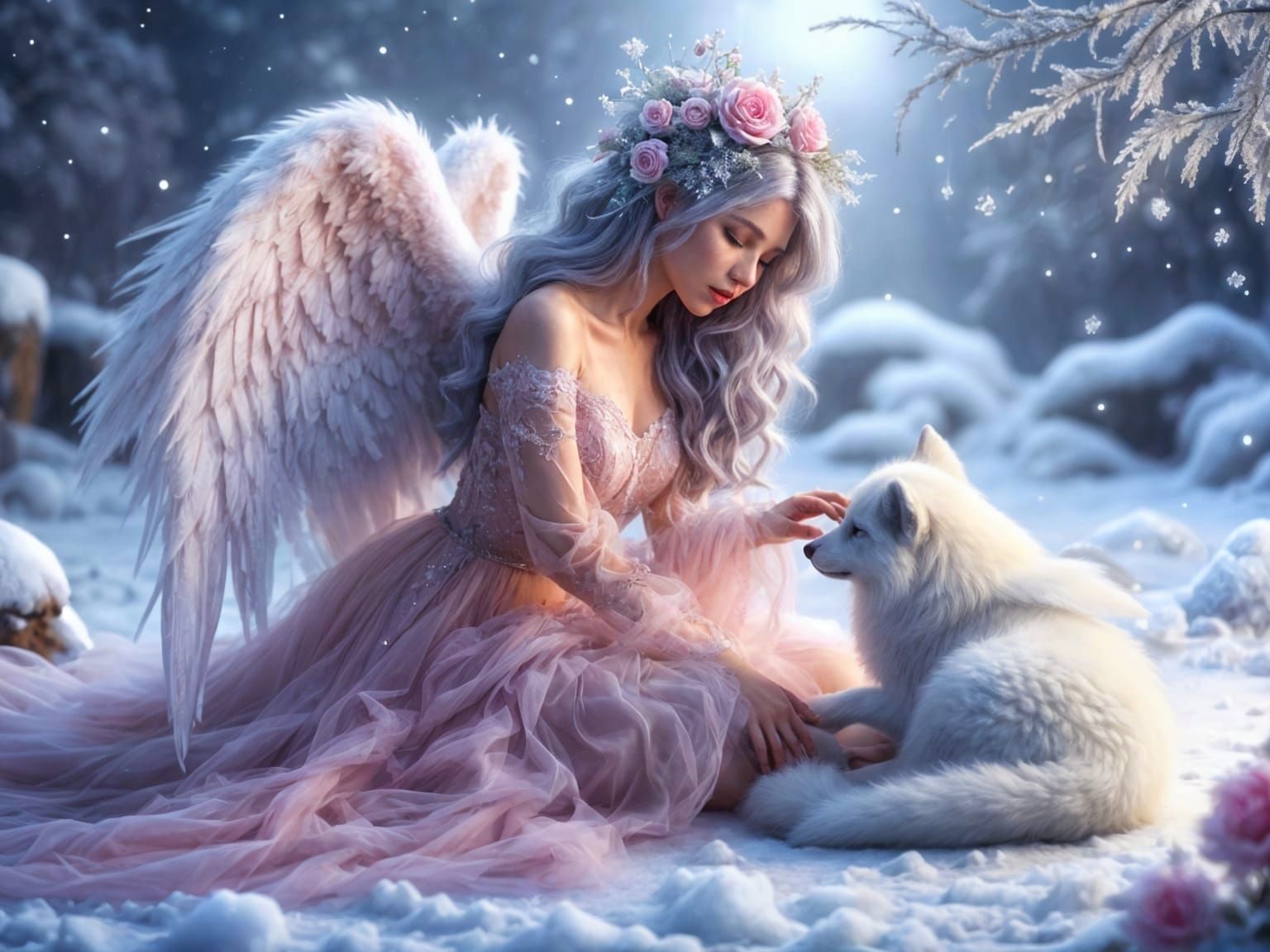 <lora:FiosCelestialBonds:1.0> Ashleigh and her fox friend Kaius