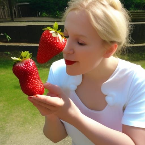 Mime eating, strawberry cake