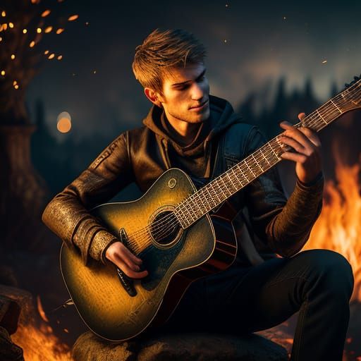 Enchanting Bonfire Scene Concept Art in 8K