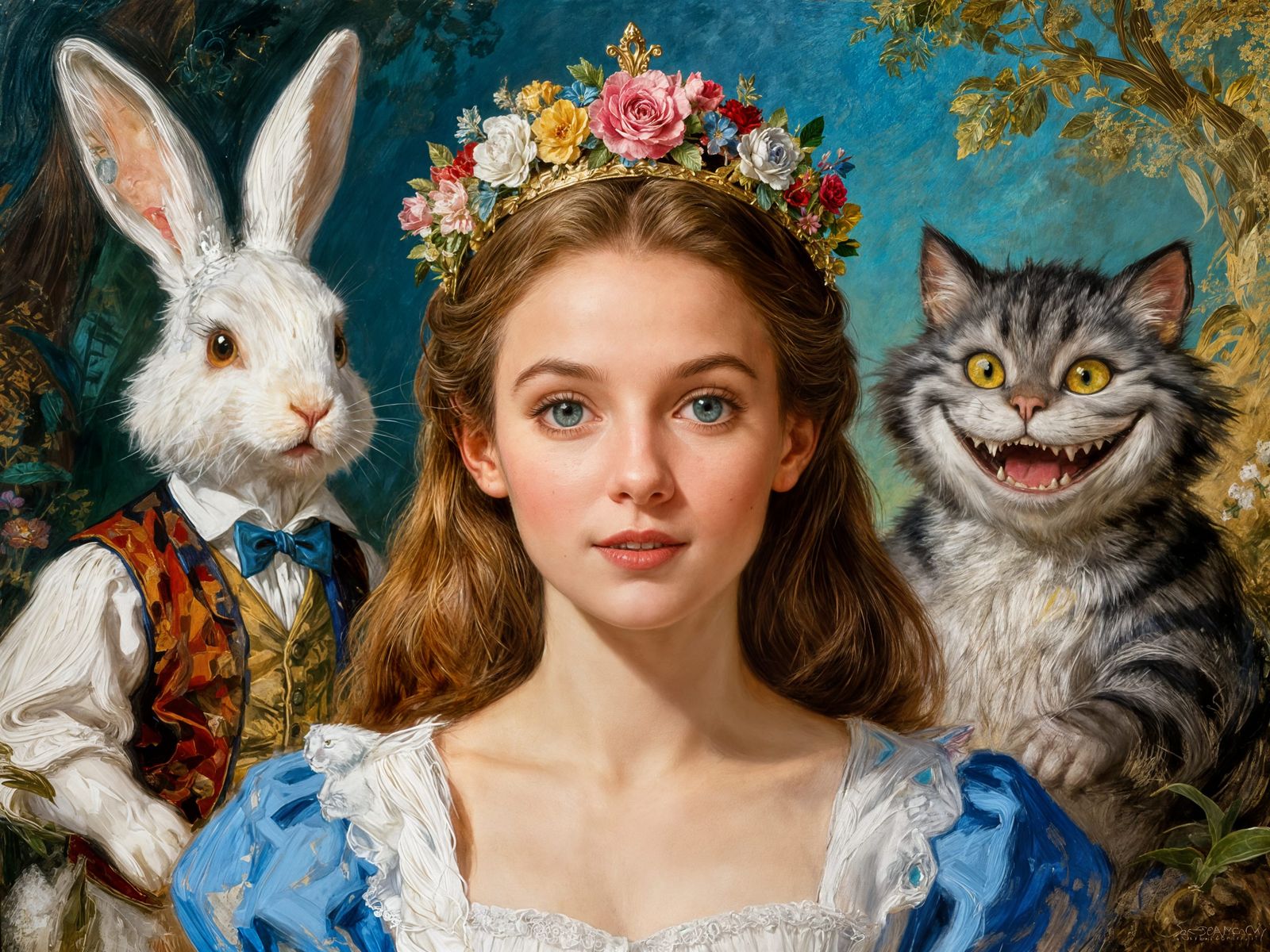 The Rabbit, the Cat, and the Tiara  by @nafri