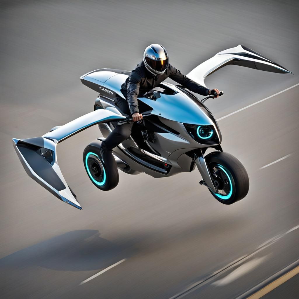 futuristic flying bike add more elements make it look cooler