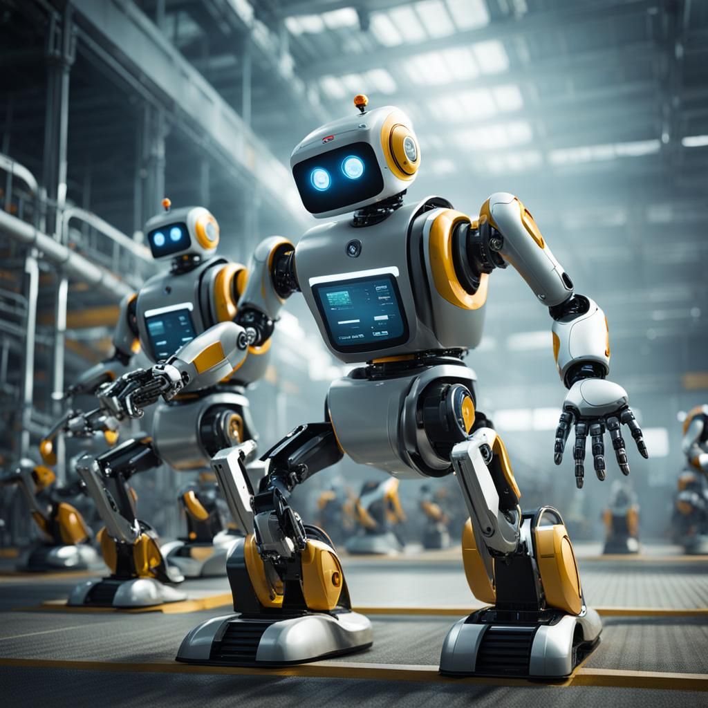 A row of robots waiting the turn for "machine SPA oiling pla...