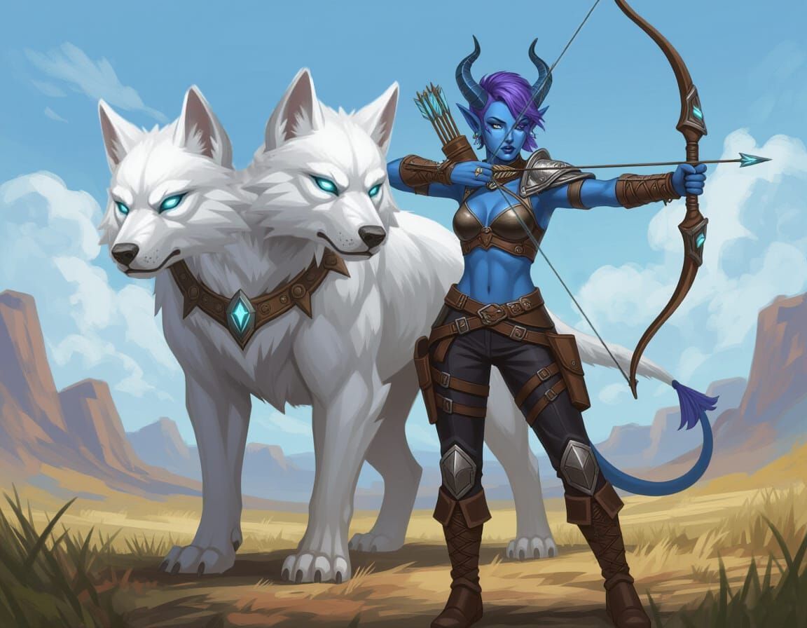 Tiefling Hunter and pet Core Hound