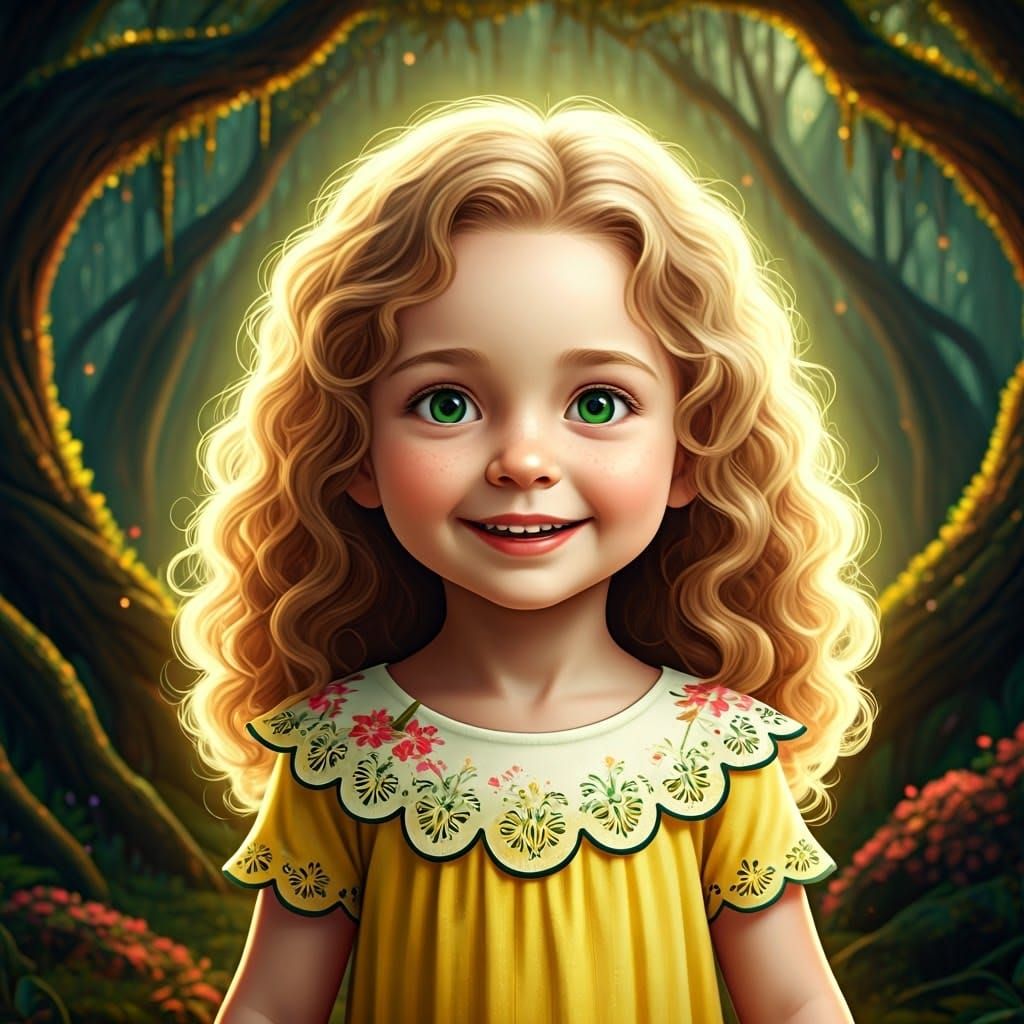 Whimsical Girl in Enchanted Woodland as Fantasy Concept Art