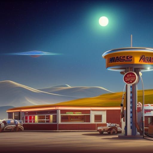 Retro gas station on Mars