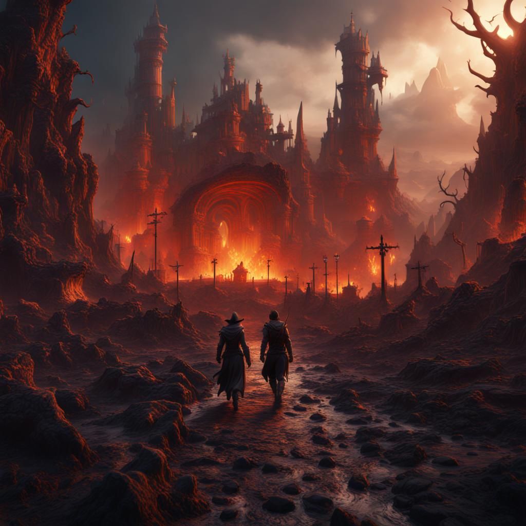 Walking to hell - AI Generated Artwork - NightCafe Creator