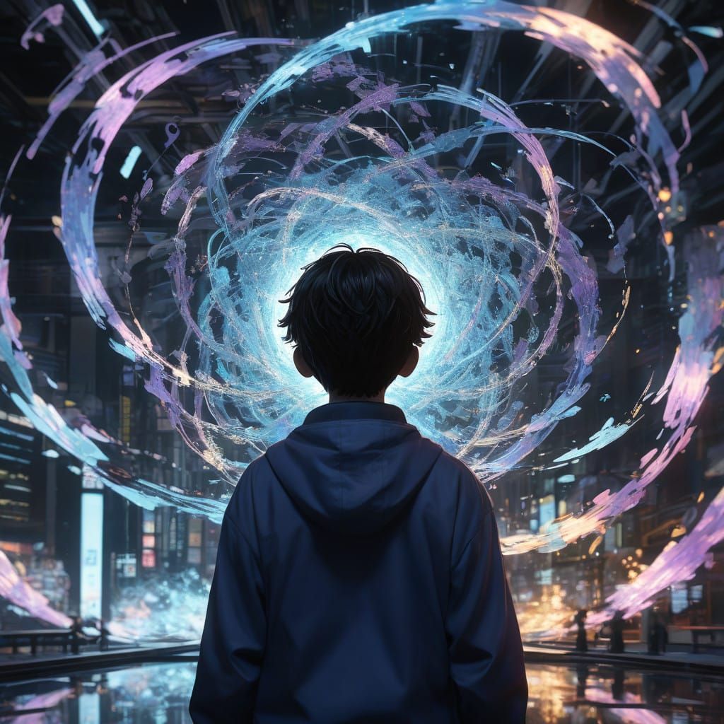 Surreal Quantum Dreamscape in 3D Anime Style