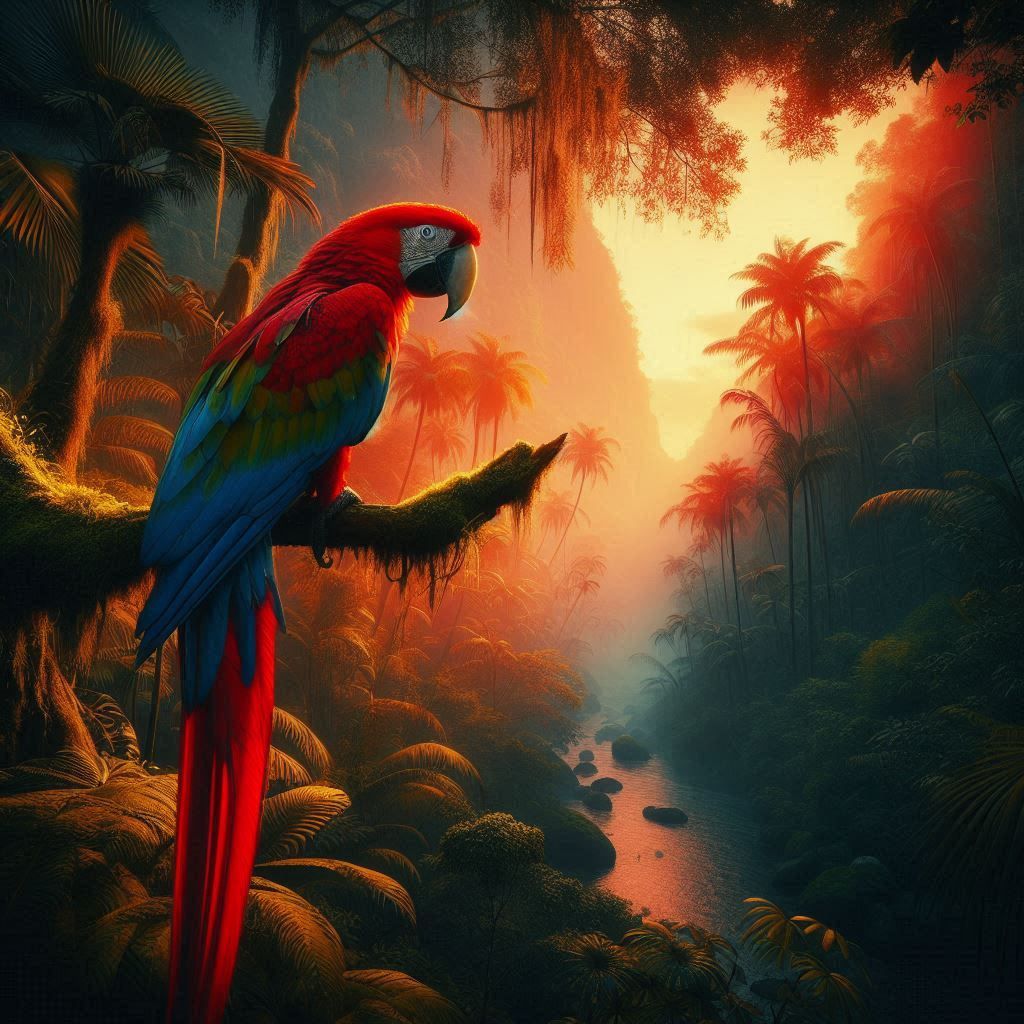 Scarlet macaw jungle (open prompt)