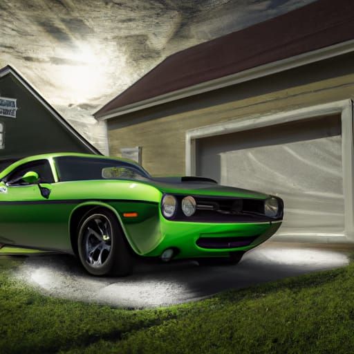 Hemi Cuda, Sublime Green, in my driveway