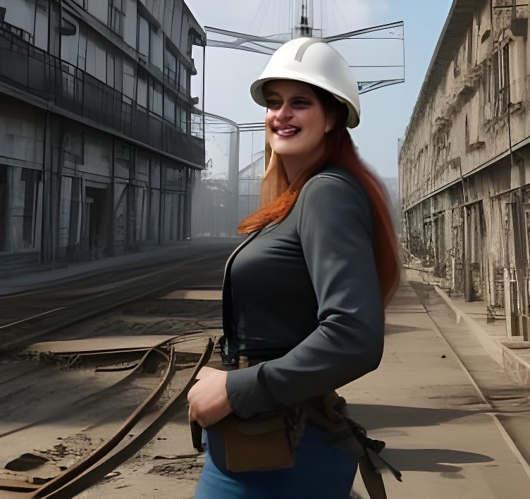 Empowered Female Factory Worker in a Moment of Joyful Inspir...