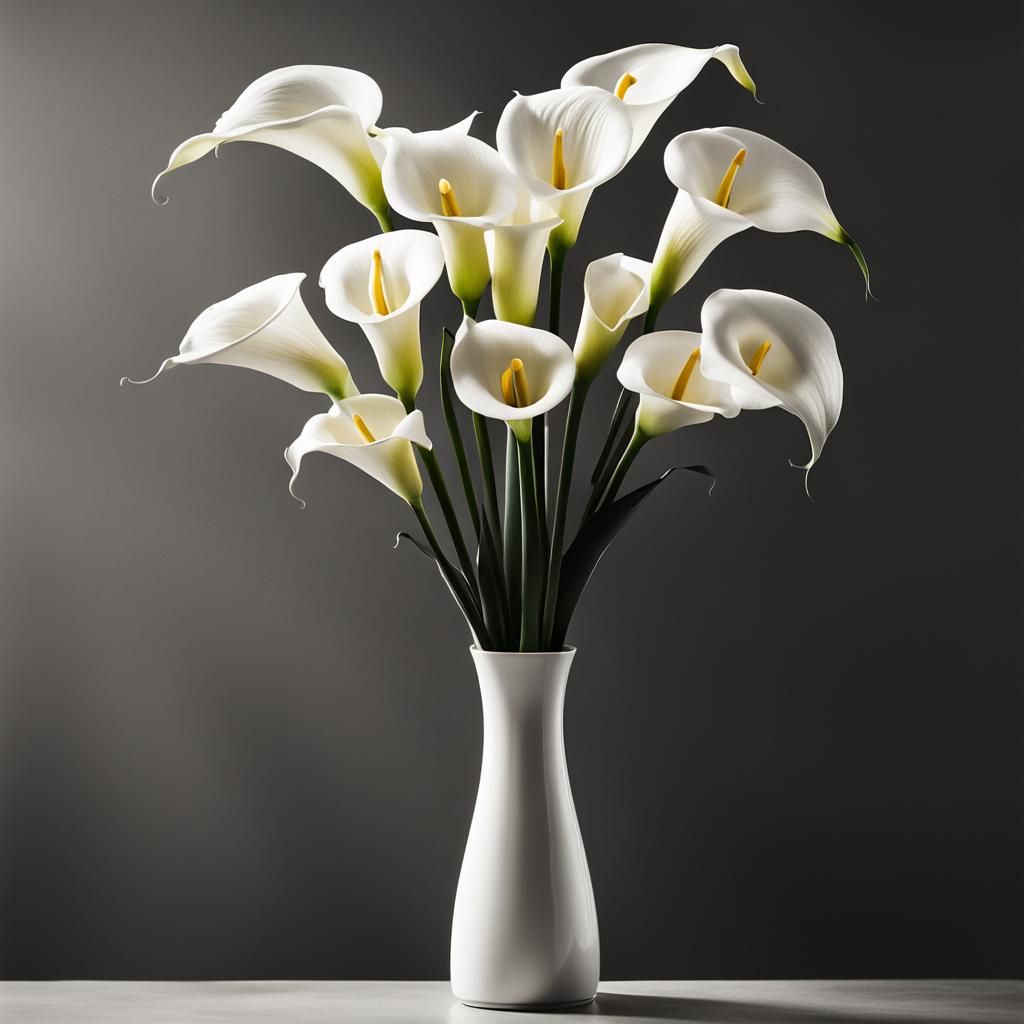 Calla lilies in modern vase.  by @Penelope