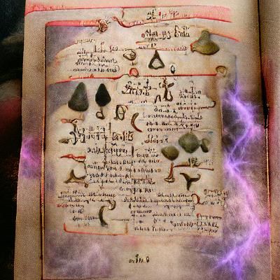 A single page from an ancient book of spells.