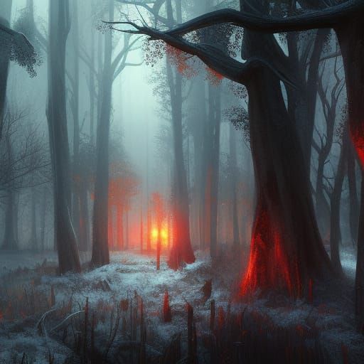 horror forest snowy a masterpiece, 8k resolution, dark fantasy concept ...