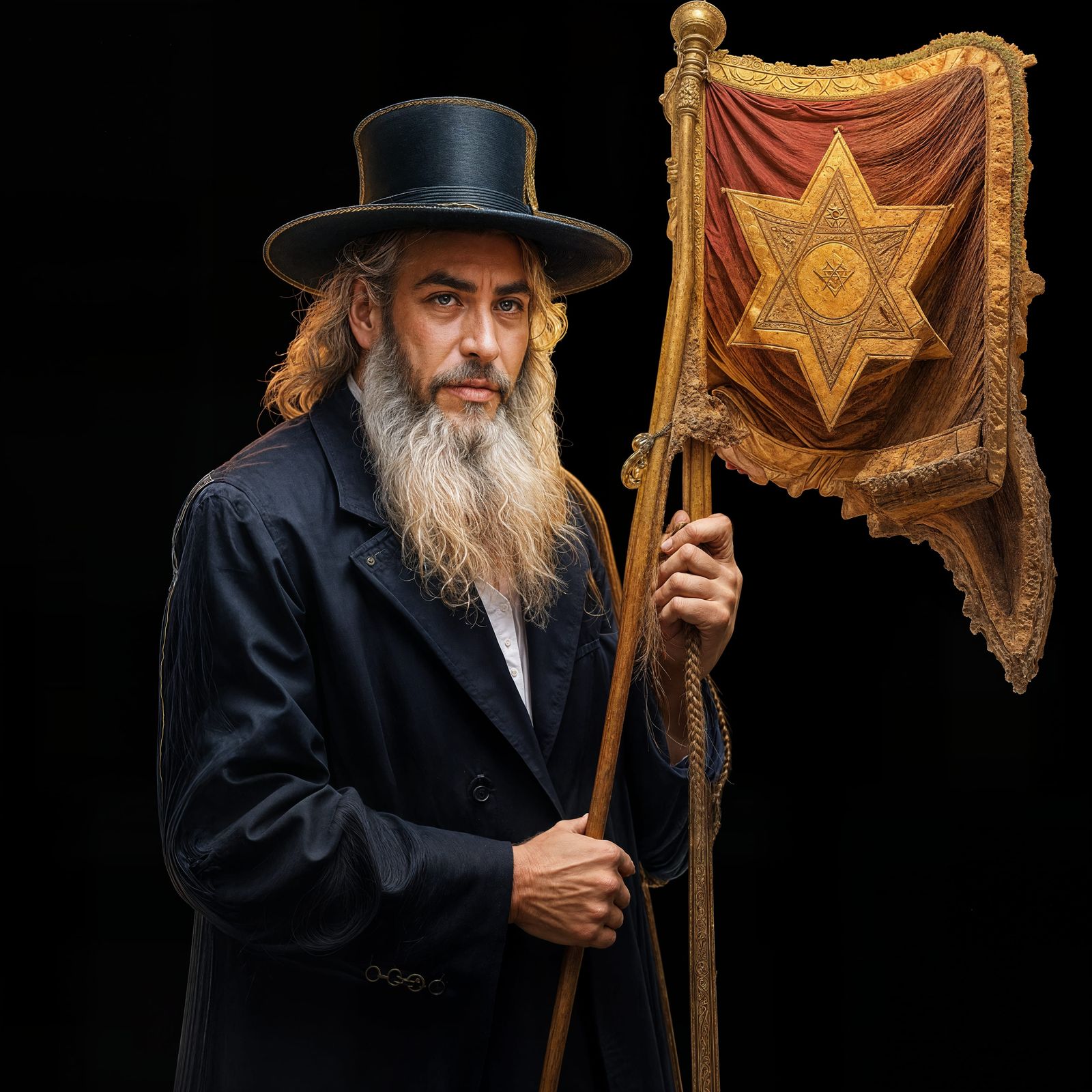 The Rebbe Miliavitsky Holds the Messiah's Flag