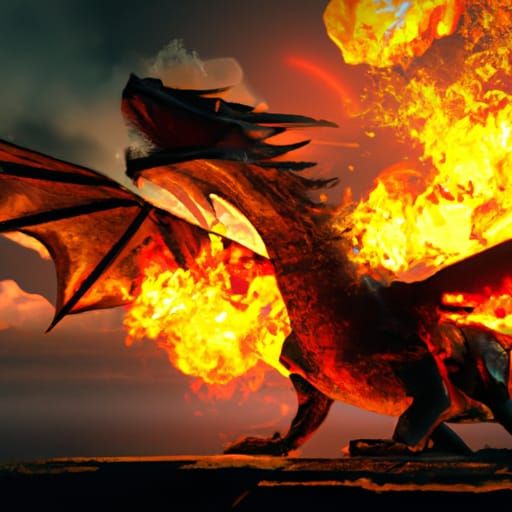 a massive dragon breathing fire 8k resolution