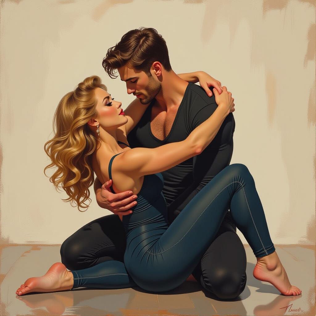 Passionate Dance Captured as Oil Painting