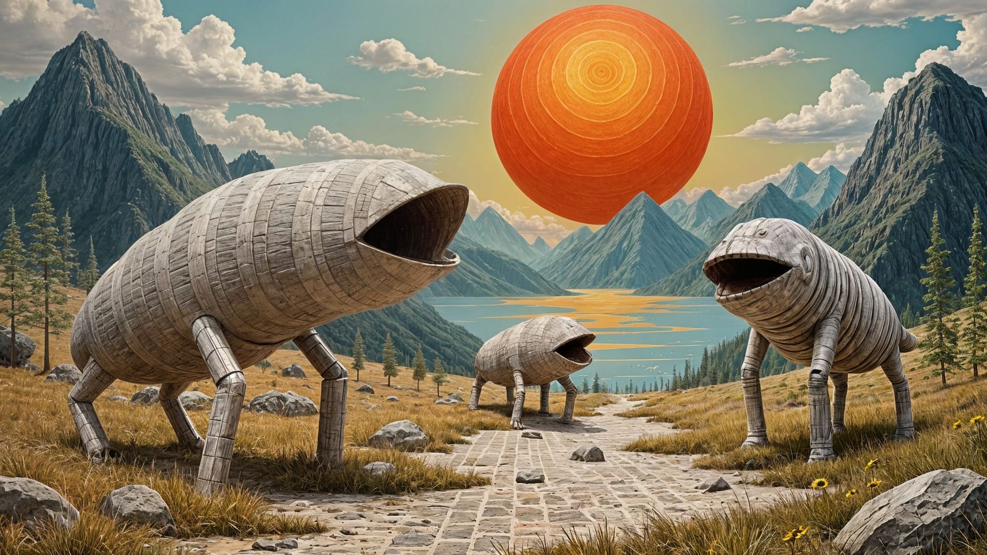 Creatures in this world are abstract forms.