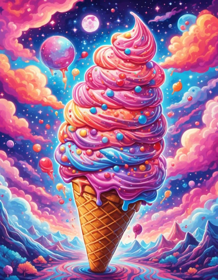 Ice cream  <lora:Psychedelic:1.0> Cosmic Illumination  