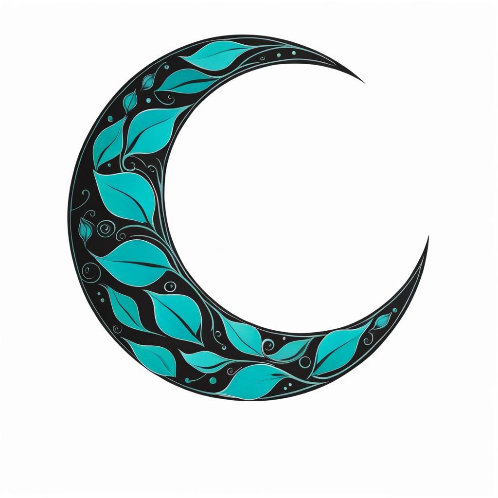 Draw me only a crescent moon in turquoise colors, filled in ...