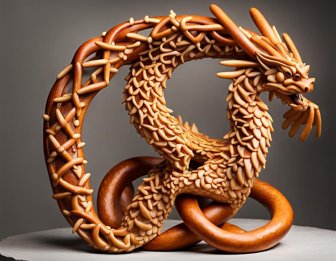 A detailed Pretzel sculpture of a Dragon.