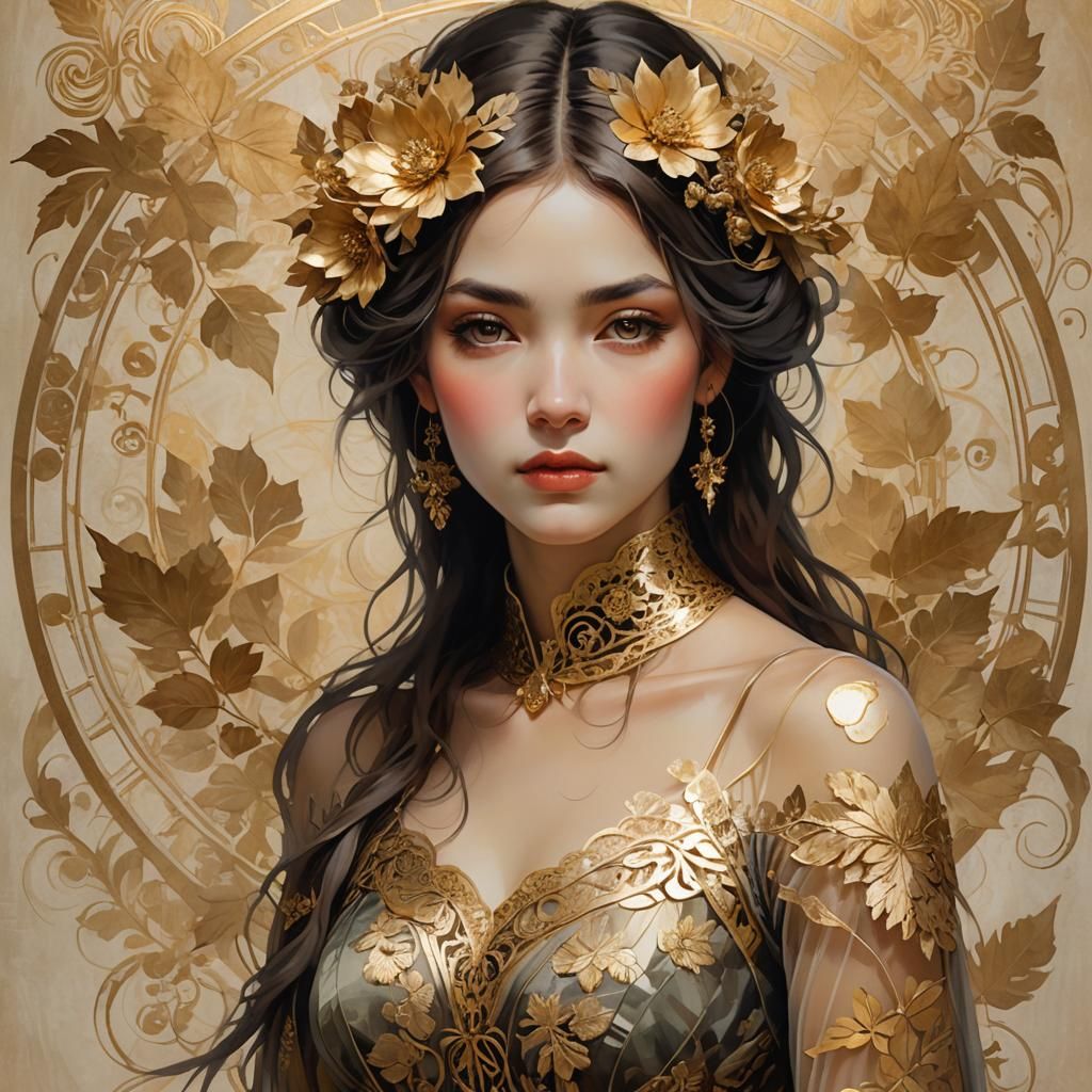Golden portrait woman
