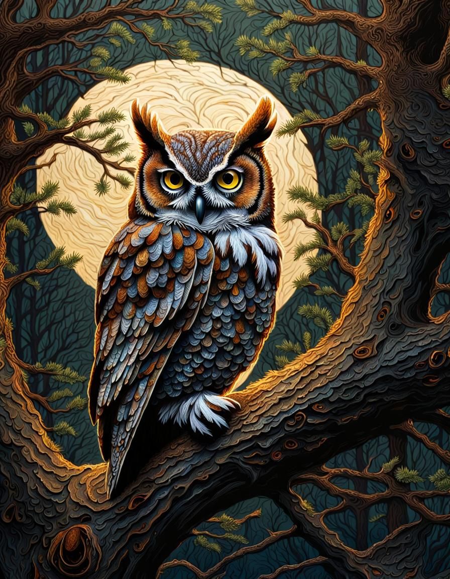 Artistic Western Screech Owl - AI Generated Artwork - NightCafe Creator