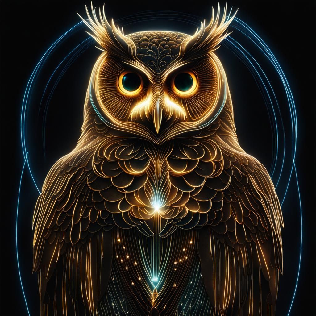 Mystical Owl of Light Trail Photography