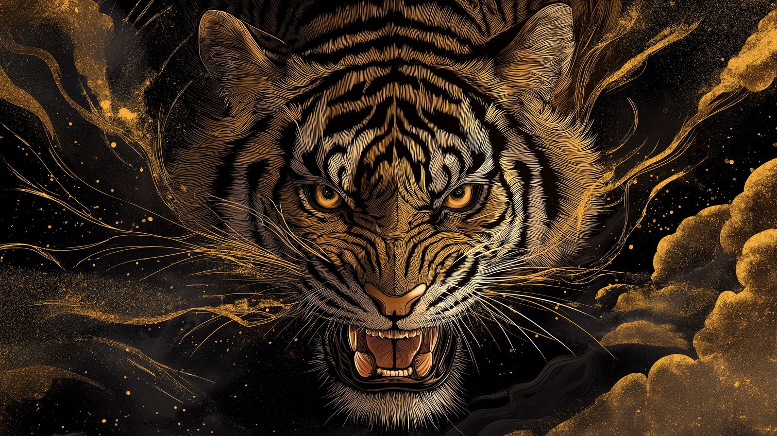 Cloud Tiger chinese painting style