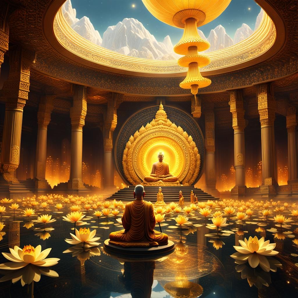 Tathagata Preaching Mahayana Sutra in Golden Light