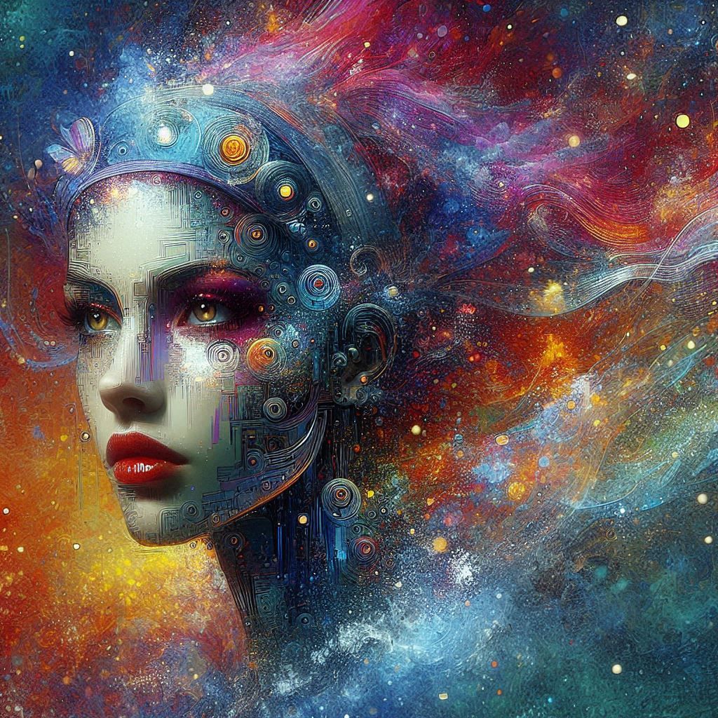 double exposure beautiful fantasy DALL-E 3 portrait landscape..