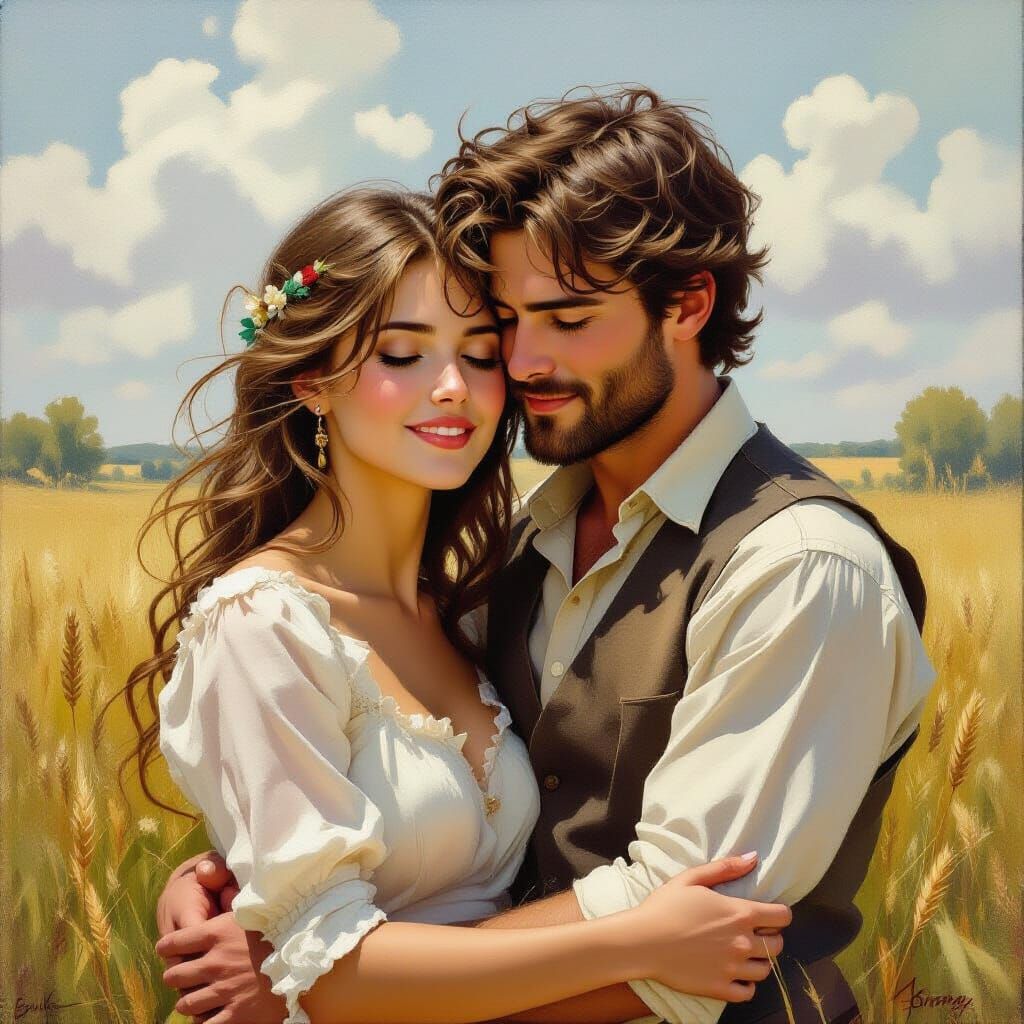 Biblical Love Verse Depicted as Oil Painting