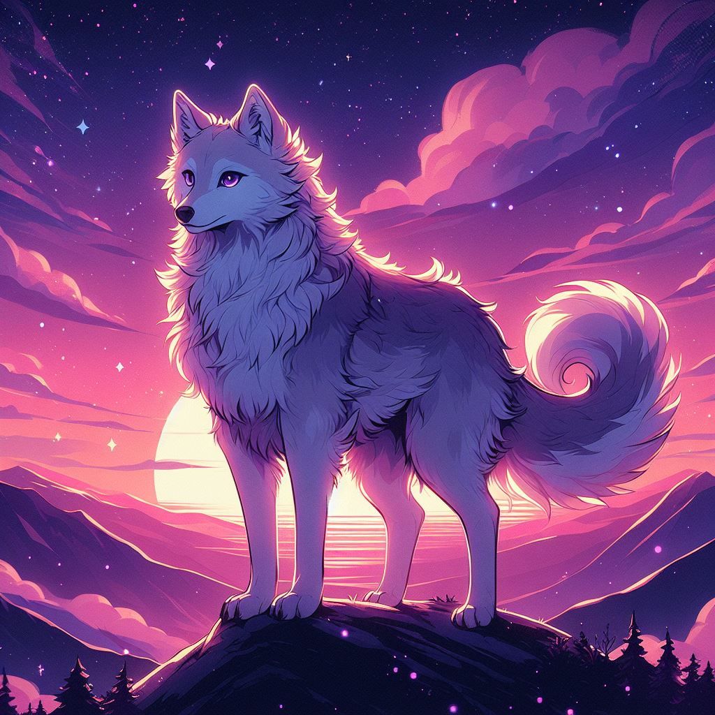Pink Sunset Wolf