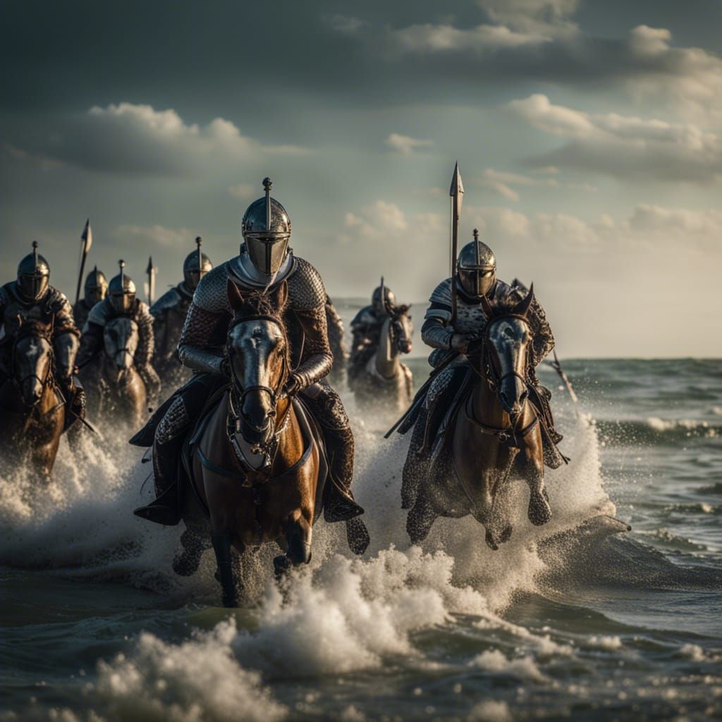 thirty beautiful knights come out of the clear waters