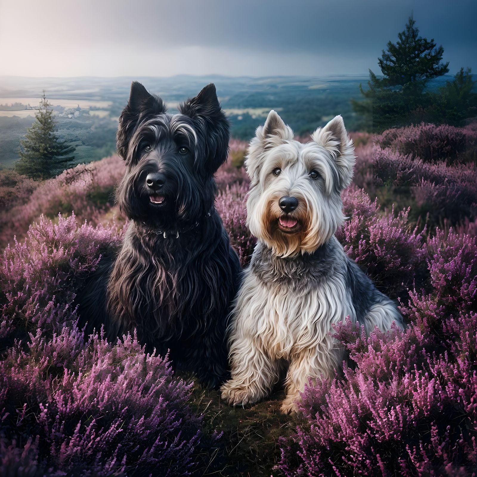 Scotties roaming in the Heather