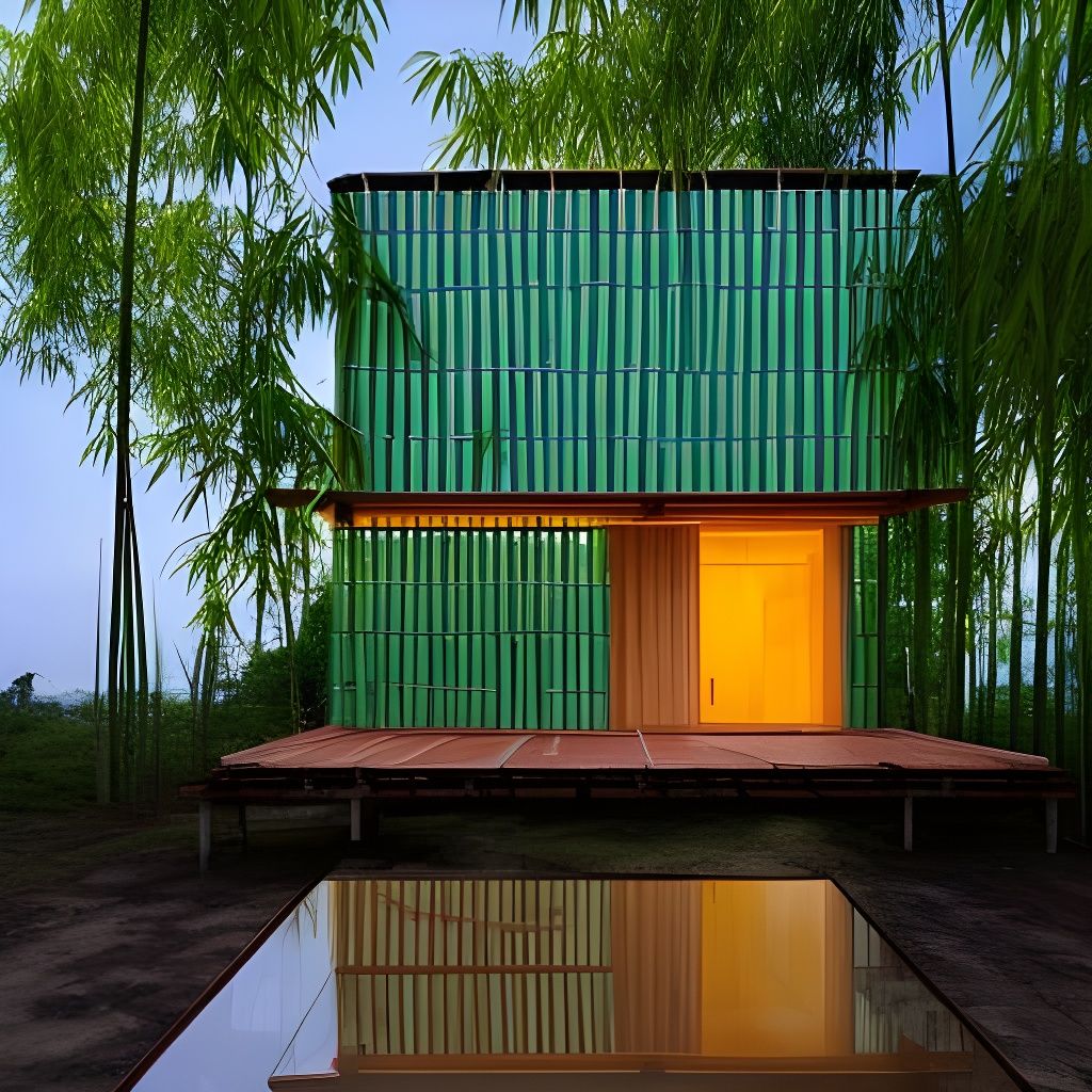 Minimalist bamboo house with pool - AI Generated Artwork - NightCafe ...