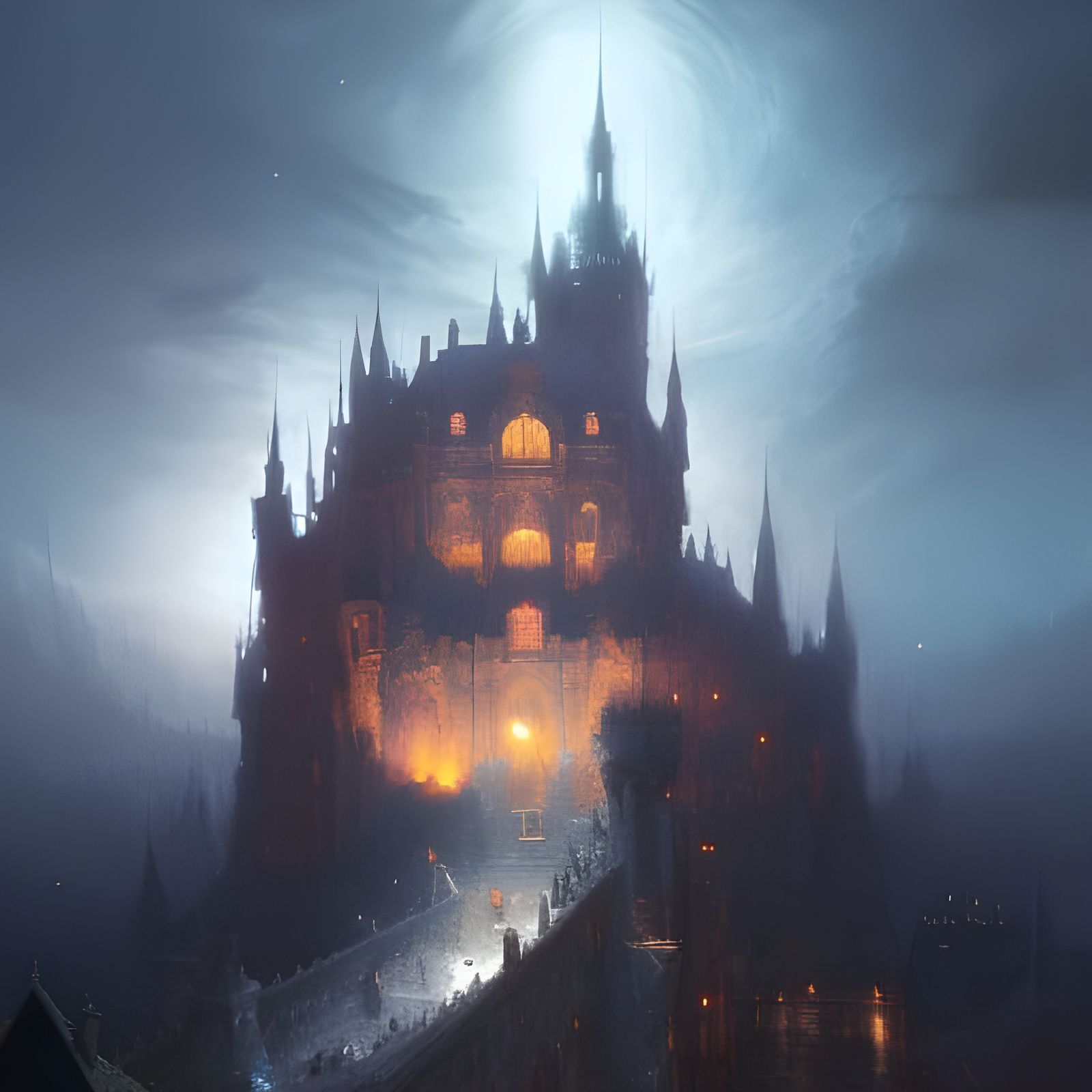 castle at night - AI Generated Artwork - NightCafe Creator