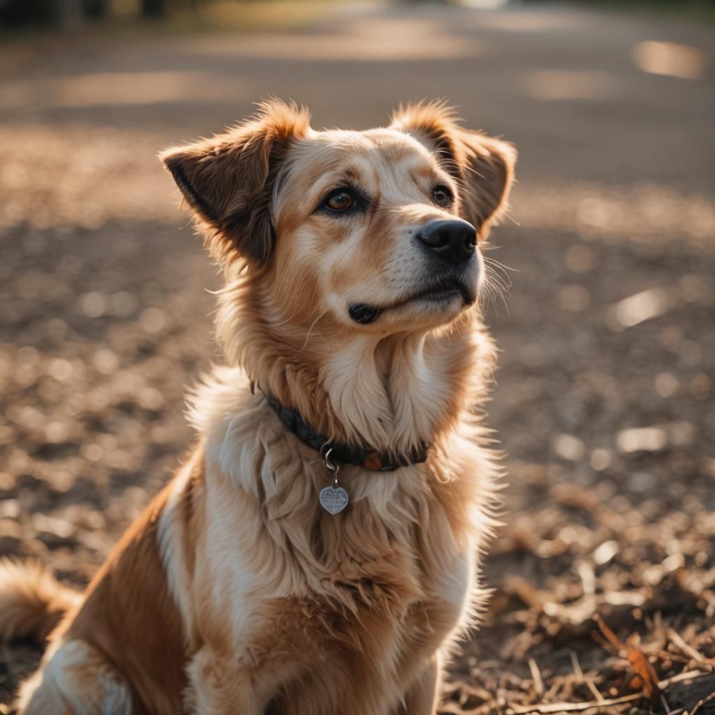 Candid closeup portrait of a golden retriever dog 