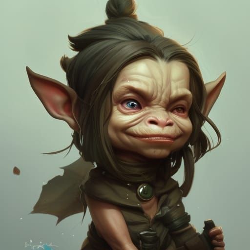 Cute chibi goblin portrait