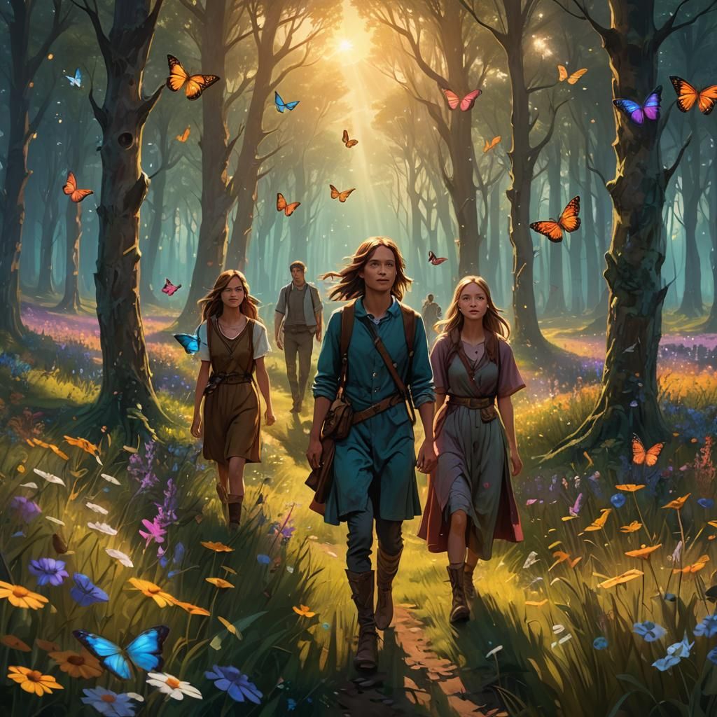 Mystical Forest Friends Enter Sunlit Meadow