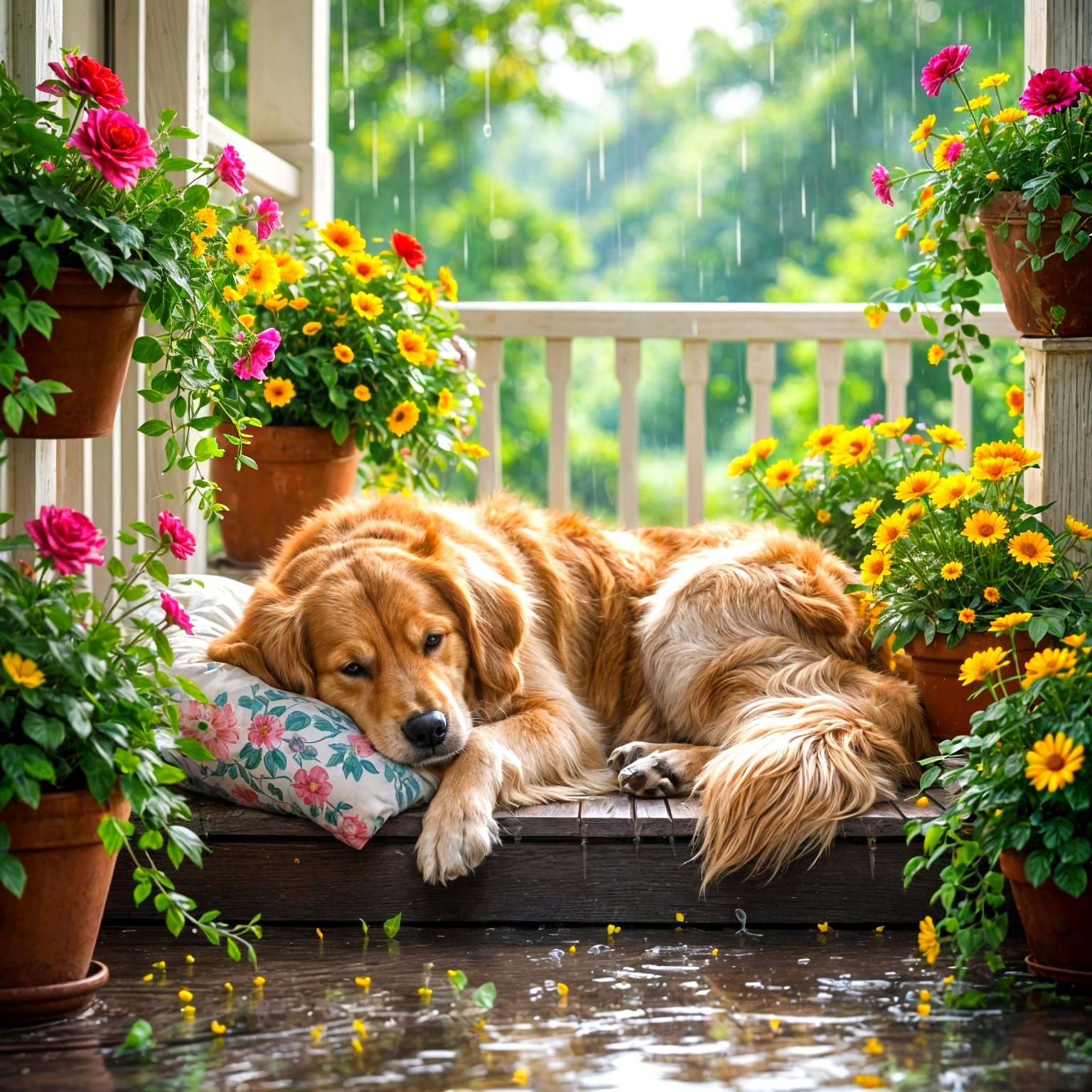 Raindrops & Petals: A Golden Moment  by @KLN